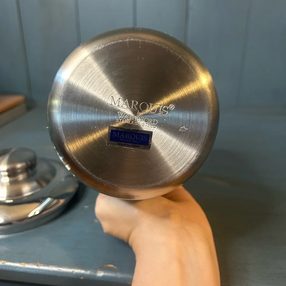 Vintage Marquis by Waterford Dimpled Stainless Steel Ice Bucket w/Lid